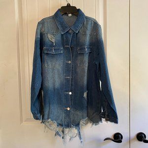 Distressed denim jacket